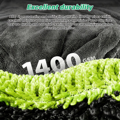High Absorbency - Dual-Sided Microfiber Car Drying Towel | 1400GSM Size 15.75"x23.62" - Twisting Yarn Technology, Scratch-Free, Machine Washable for Car Cleaning & Dryer, Car Washing Equipment Accessories, Microfiber Towel