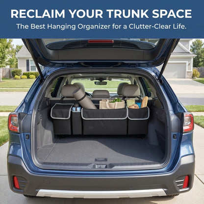 Car Trunk Organizer Foldable Rear Seat Hanging Storage Bag 4 Pockets for SUV Truck MPV Jeep Cargo Accessories Purse Holder