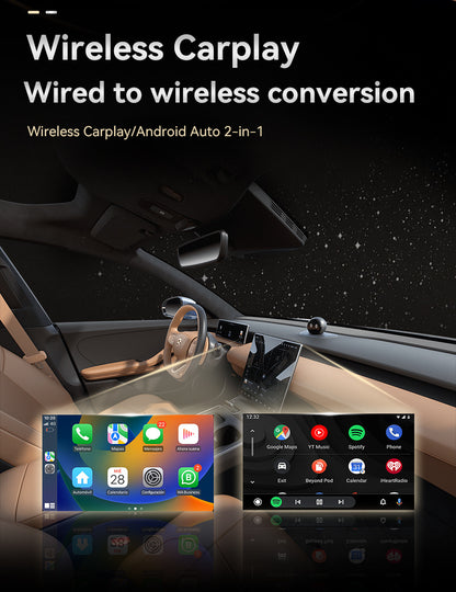 Wireless Carplay for Vehicles Hands-Free Smartphone Connectivity USB Port Compact Design Seamless Connection Compatible with Vehicles Equipped with Wired Carplay And Wired Android Auto Protocols, Without Battery