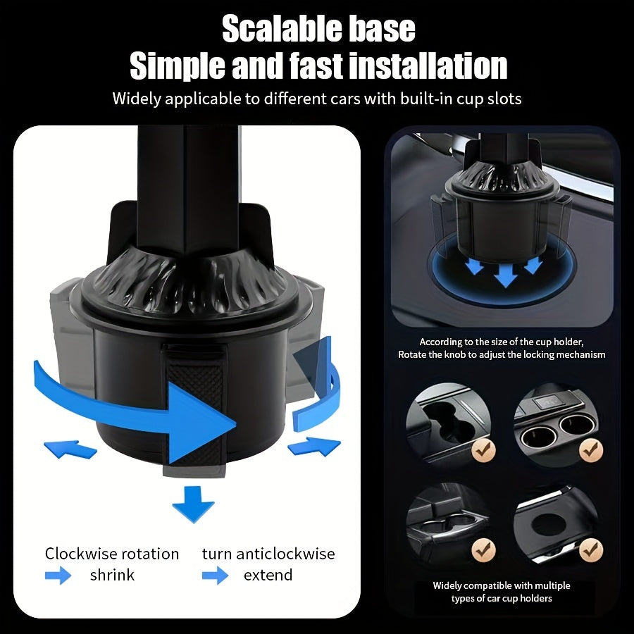 [3-In-1 Car Holder] 1pc, a Multifunctional 3-In-1 Car Cup Holder, Vehicle Phone Holder Tray Dining Plate, a Versatile Small Dining Table, Car Drink Coffee Burger Cup Holder, Made of ABS Material, Featuring a Stable And Expandable Base, Is an Essential Tra