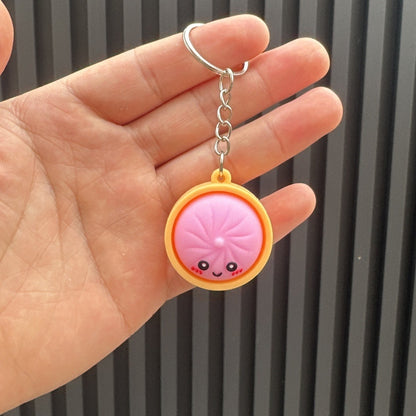 14pcs Keychain Set for Her/Him, Cute Dumpling Keychains in Bulk, Suitable for Classroom Prizes, Gift Bag Stuffing, Steamed Bun And Dumpling Keychains with Steamer Basket, Birthday And Mother'S Day Gifts, Treasure Chest Prizes, Random Colors