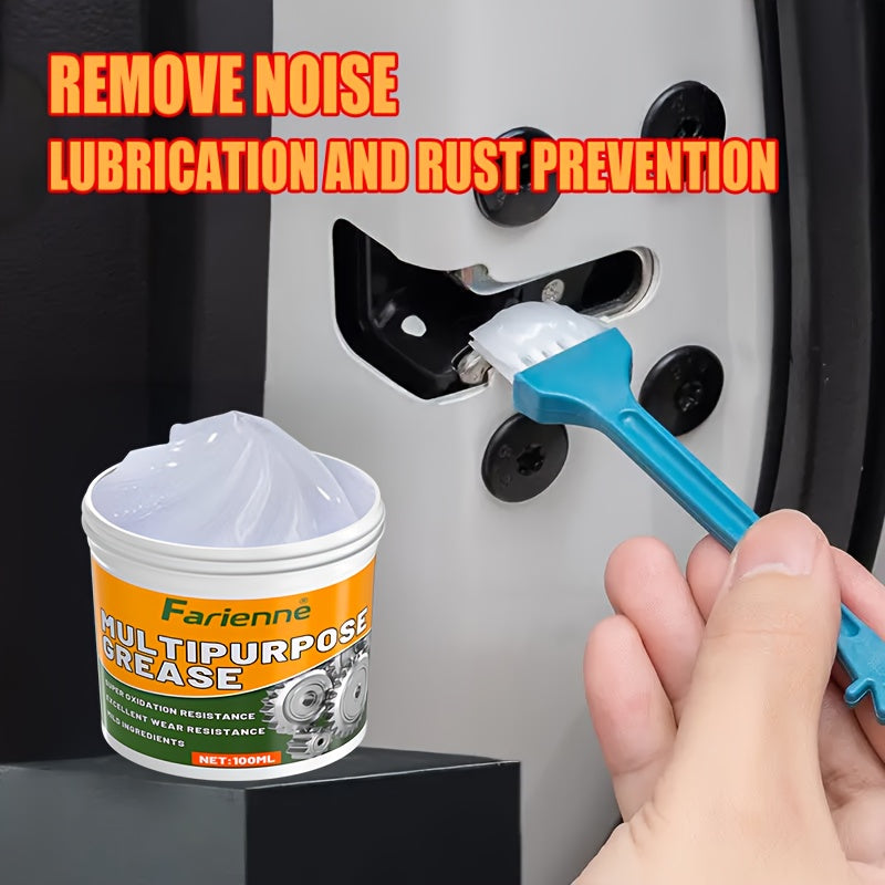 Multi-Purpose Grease, 3.38 Oz with Brush - Garage Door Hinge Lubricant for Automobiles, Ships, And Industrial Metal Contact Parts