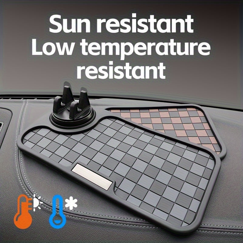 [Car Anti-Slip Mat] Car Anti-Slip Mat Dashboard Ornament Mat Mobile Phone Rotating Holder Dashboard Storage Mat High Temperature Resistant High-End Square Grid Mat Creative Ornament Pad Car Interior Accessories