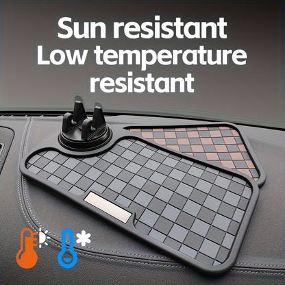[Car Anti-Slip Mat] Car Anti-Slip Mat Dashboard Ornament Mat Mobile Phone Rotating Holder Dashboard Storage Mat High Temperature Resistant High-End Square Grid Mat Creative Ornament Pad Car Interior Accessories