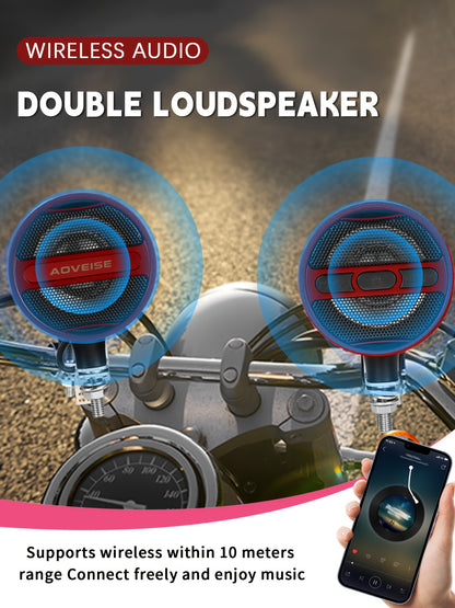 KORBROS Motorcycle Stereo Sound System with Built-In Amplifier, MP3 & USB - 12V Speakers for ATVs, Handlebar Mount