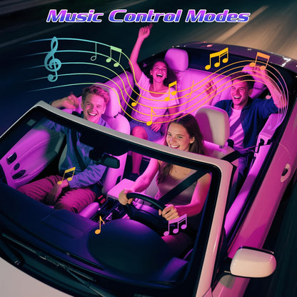 LED Car Interior Light Strip 4pcs – 48 Color USB Powered, Music Sync, Remote & App Control, Under Dashboard Atmosphere Light for Truck, SUV & Vehicle