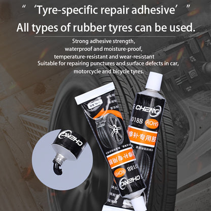 Heavy-Duty Tire Repair Adhesive with Scraper & Pointed Tip Kit - Quick-Curing Strong Bond, Waterproof Gel Formula for Cars, Bikes, Motorcycles, ATV, Truck Tires - Long-Lasting Fix for Punctures, Crack, Sidewall & Tread Damage - Rubber-Compatible
