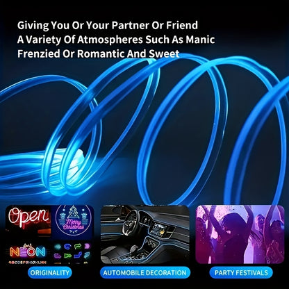 Car Interior Ambient Lighting Kit 3M RGB 7-Color LED Strip App & Remote Control Music Sync for Doors Console Dashboard Decoration