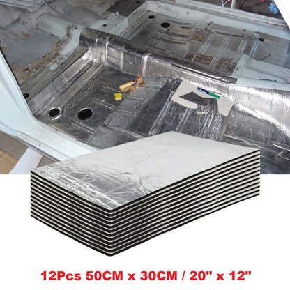12Sheets 20" X 12" Car Sound Deadening Material Mat - 276MIL 19Sqft Auto Audio Deadener Foam, Sound Dampening And Heat Insulation for Truck, Vehicle, Car Hood, Ceiling, Engine Roof, Door, Trunk Lid, Trunk Room, Engines, Tailgate