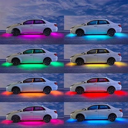 4pcs Colorful Automotive LED Chassis Light Strip, Remote APP Dual Control Ambient Neon Light Kit, DC12V, 16 Million Colors Available, Cool And Eye-Catching at Night, Suitable for Cars, Pickup Trucks, Suvs, Etc., Let Every Journey, All Dazzling