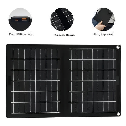 30W Portable Solar Charging Panel, 2-in-1 Folding Design, with USB Charging Port, High Efficiency, Plug-and-Play Solar Panel for Phones, Tablets & Action Cameras, Lightweight Outdoor Emergency Power Supply for Camping, Travel, RVs & Boats