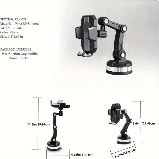 Innovative Mechanical Arm Truck-Mounted Phone Holder with Suction Cup, Providing 360-Degree Rotation And Super Stable Suction Power. The Upgraded Suction Cup Car-Mounted Phone Holder with Fixed Base Will Be Available in 2025
