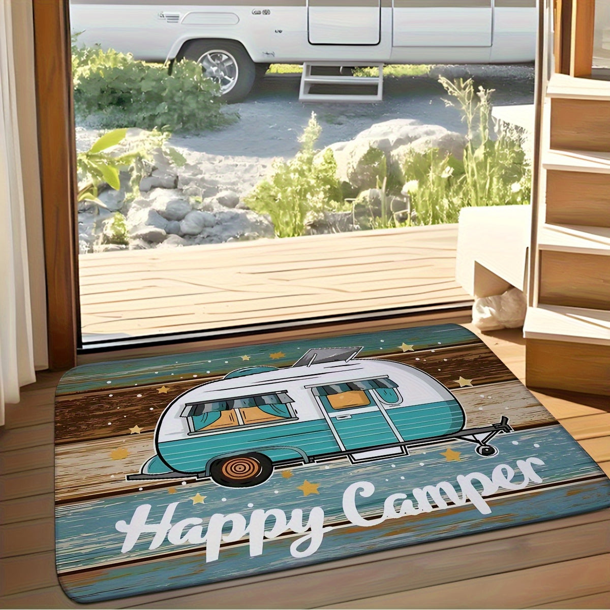 RV Camper Van Door Mat Crystal Velvet – Non-Slip, Machine Washable Indoor Outdoor Rug, 800g/㎡, 50x80cm