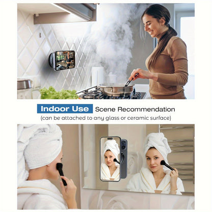 360-Degree Adjustable Vacuum Magnetic Suction Phone Holder, Suitable for Car/Gym/Mirror/Smooth Surface Hands-Free Suction Cup Phone Holder, Compatible with All Smartphones