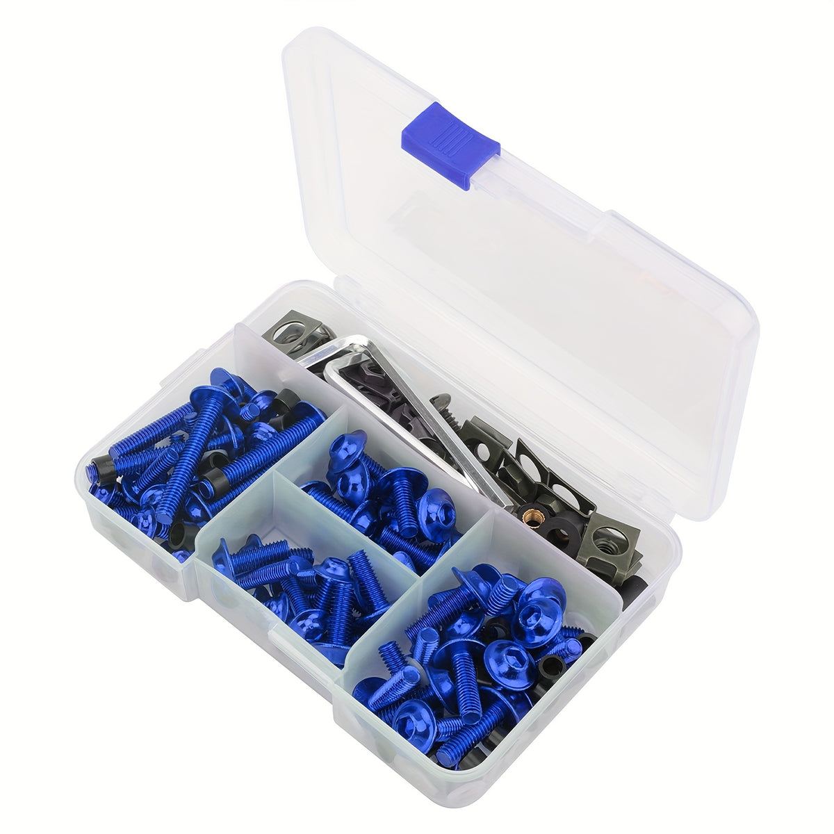 Motorcycle Fairing Bolt Kit 177pcs – CNC Anodized Aluminum Body Screws, Universal Fit | Black, Blue, Red
