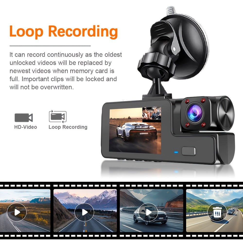 Dash Cam for Car FHD1080P 2 Channels Camera 360 Dash Cam Car DVR 170° Large Wide Angle Car Recorder Super Night Vision Loop Recording G-Sensor Tachograph Dashboard Camera