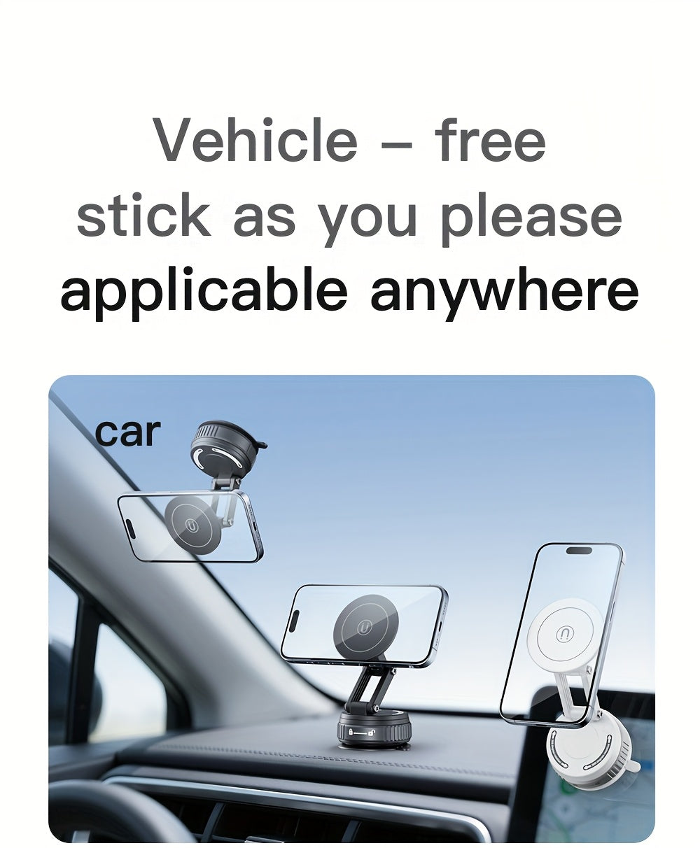 360-Degree Rotatable Magnetic Phone Holder - Compatible with for All Smartphones And Vehicles, Works with Iphone 16/15/14/12 - Compact And Foldable Car Mount with Strong Grip - Trendy Car Accessory