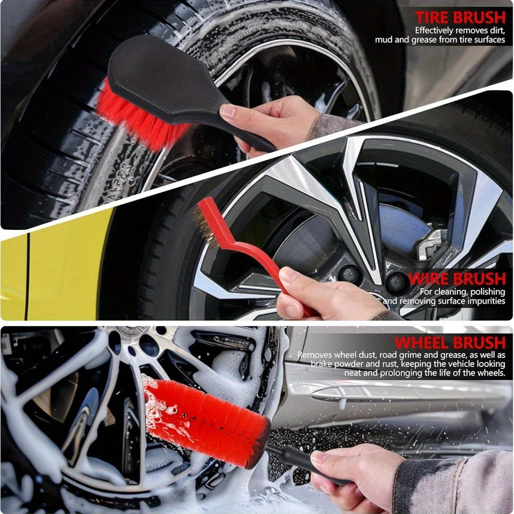 Car Detailing Brush Set, Car Detailing Kit, Car Detailing Brushes, Car Cleaning Kit, Car Windshield Cleaning Tool, Professional Car Care kit - Car Wash Brush kit for Interior Exterior Wheels