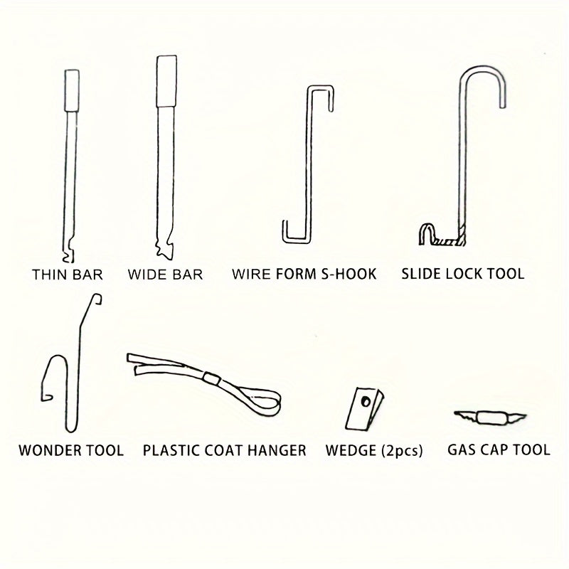 14 Professional Auto Tools - Automotive Emergency Repair Tool Kit - Automotive Lock Tool Kit - S-type Hook Air Wedge Bag Pump with Thin Rod And Wide Rods Ideal for Car Enthusiasts And DIY Home Repairs