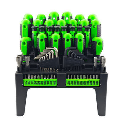 118pcs Magnetic Screwdriver Set with Plastic Organizer, Includes Precision, Slotted, Phillips, Hex, Pozidriv, Torx Screwdriver Set And Magnetizer Demagnetizer DIY Tools - Perfect Tools Gift for Men (Green/Red/Blue/Orange&Blue)