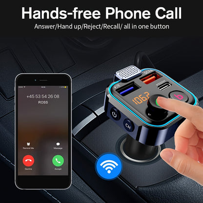 Gm V5.0FM Transmitter Car Adapter Kit - Clear Hands-free Calling, USB PD 20W Fast Charger, MP3 Player Receiver, Support for Hi-fi Bass Crystal Clear Sound