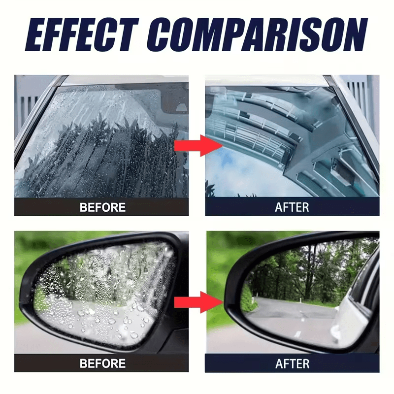 Powerful Waterproof Non-Stick Wax | Windshield, Rearview Mirror, and Glass Rain Repellent Coating - Long-Lasting Protection Polish Kit