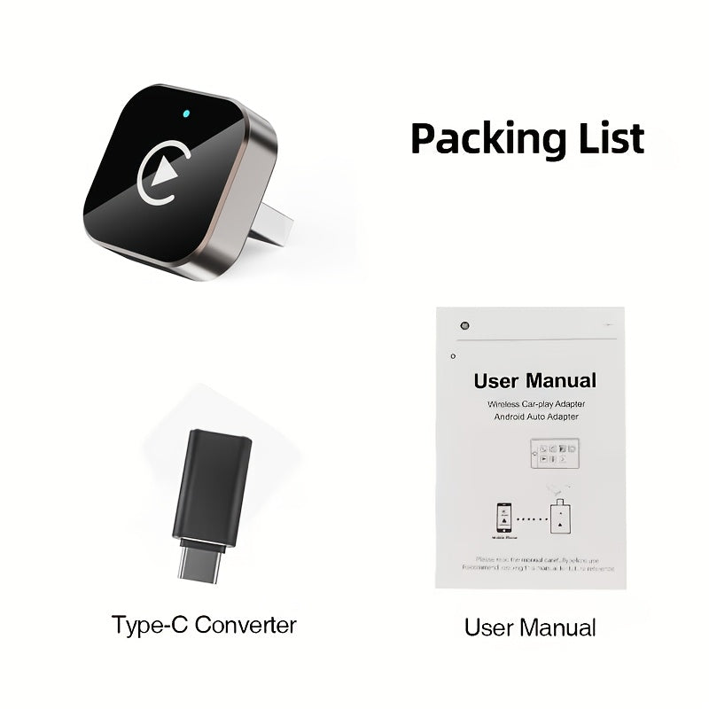 Wireless Carplay Adapter for Android Auto 2026 Upgrade: Converts Wired Carplay to Wireless Connectivity with a 2-In-1 Mini USB Design for Fast And Stable Connections. Compatible with Apple IOS 10 And Above And Android 11 And Above, Without Battery