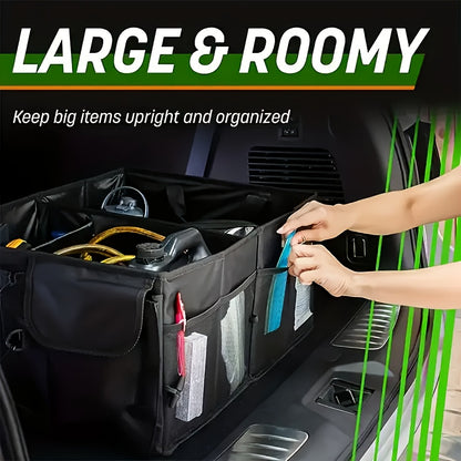 Large Capacity Car Trunk Organizer – Heavy-Duty Foldable Cargo Storage Box with Multi-Compartments, Non-Slip Base | Car, Truck, SUV