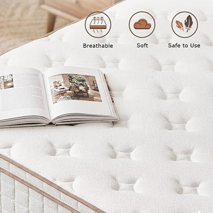6/12/14/16 Inch Hybrid Spring Mattress, Twin Full Queen King Size, Ergonomic Medium Firm Support Mattress, Luxury Comfort for Home, RV And Camper Use