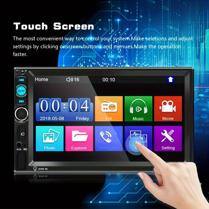 1pc Double Din EQ Car Stereo 7" LCD Screen with Wireless FM, MP5 Player with USB/SD/AUX Input with Mirror Link SWC, Portable Media Players with 4LED Backup Camera Christmas Gifts Black Friday Gifts