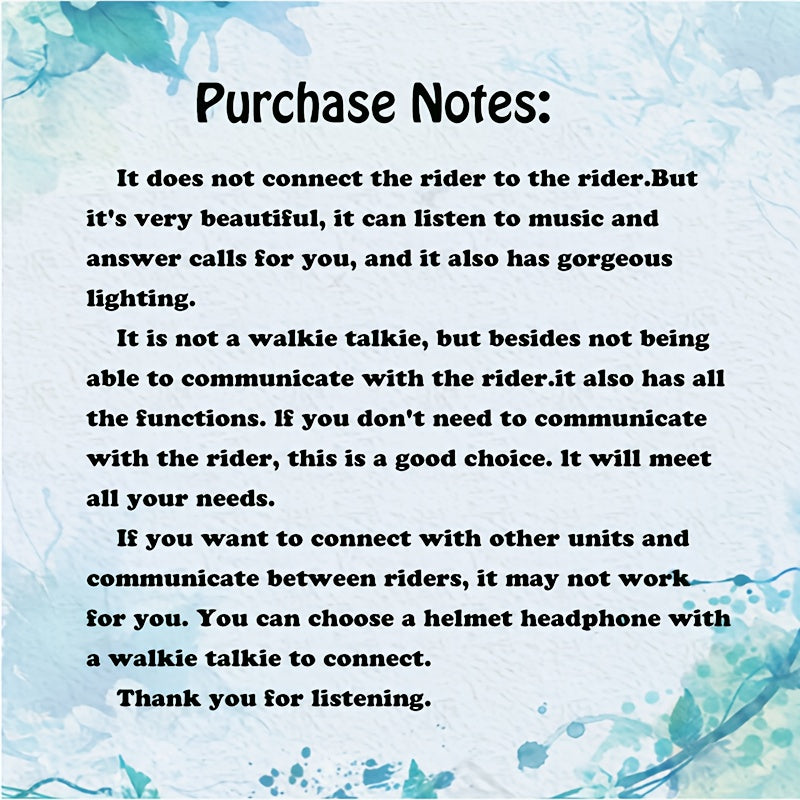 Motorcycle Helmet Bluetooth Headphones – Wireless 6.0, Hi-Fi Stereo, Noise Cancellation, Hands-Free Calls | RGB Atmosphere Light & Standard Variants