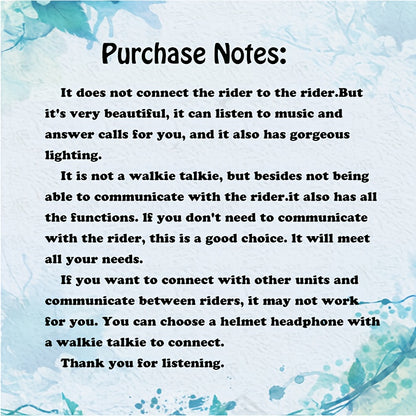 Motorcycle Helmet Bluetooth Headphones – Wireless 6.0, Hi-Fi Stereo, Noise Cancellation, Hands-Free Calls | RGB Atmosphere Light & Standard Variants