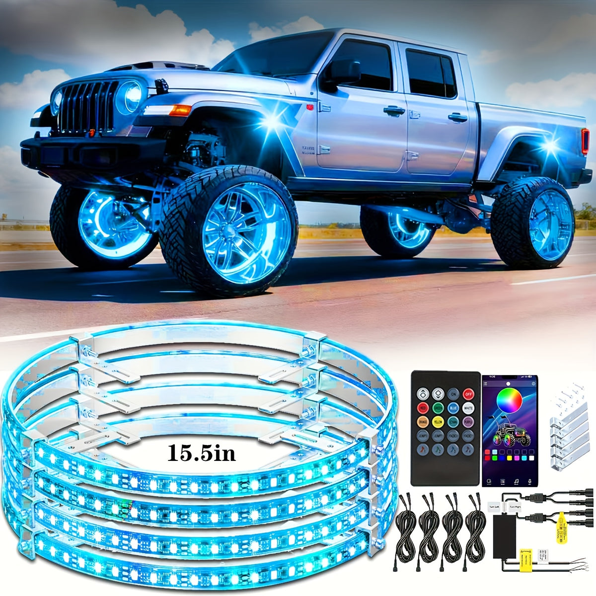Car Underglow & Wheel Lights – App & Dual Control LED Chassis Ambient Light for Truck, Jeep Wrangler, Tesla, Ford & More