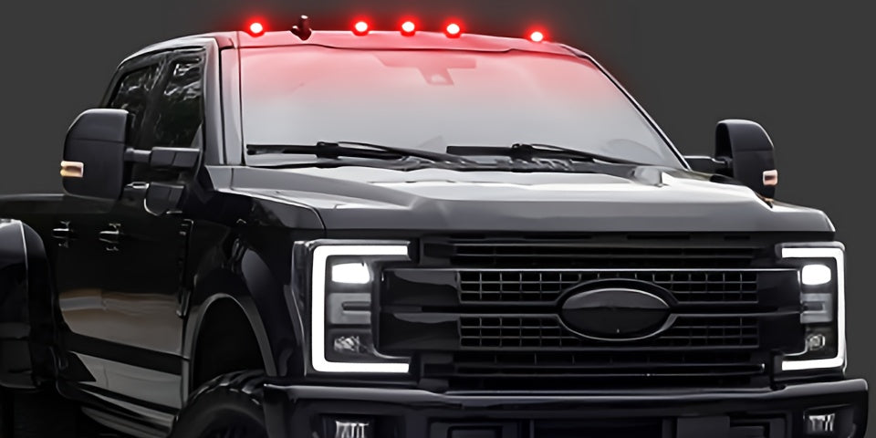 Solar Powered Cab Roof Lights 5-Pack Wireless 16 LED Amber Truck Marker Lights Motion Vibration Sensor No-Drill No-Wire Universal Fit