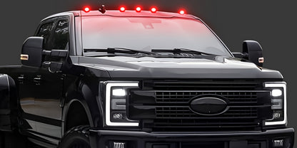 Solar Powered Cab Roof Lights 5-Pack Wireless 16 LED Amber Truck Marker Lights Motion Vibration Sensor No-Drill No-Wire Universal Fit