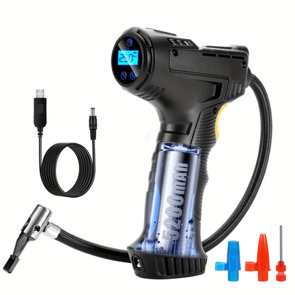 5200mah Wireless Rechargeable Air Compressor, Portable And Automatic Tire Inflator For Your Car, Bicycle And All Kinds Of Balls, Tire Inflator, Car Tire Air Pump, Tire Pressure Gauge, Portable Air Compressor, Air Pump, Tire Pump, Air Compressor