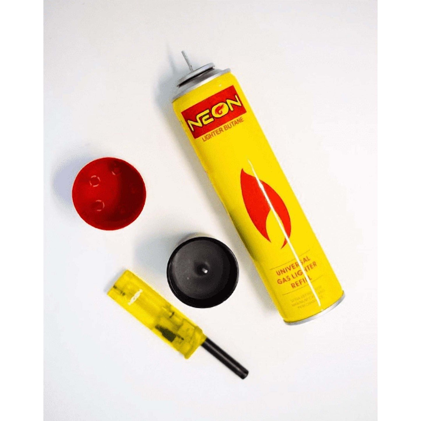 3 Pack NEON Butane Gas Refill – 10.14 oz Cans – Ultra Refined Universal Lighter Fuel – 5 Adapter Tips – High-Performance Yellow Canisters