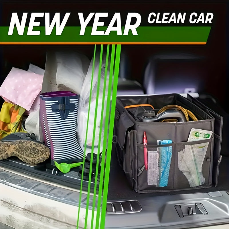 Large Capacity Car Trunk Organizer – Heavy-Duty Foldable Cargo Storage Box with Multi-Compartments, Non-Slip Base | Car, Truck, SUV