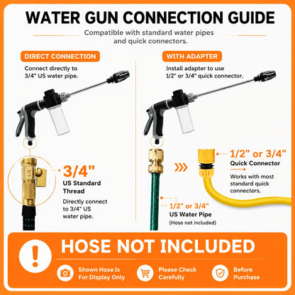 Final English Title:3pcs Long Spray Gun Set with Foam Bottle & Car Wash Towel, Multi-Function Adjustable Nozzle, Detachable Foam Bottle, Easy to Connect for Car Washing, Yard Cleaning & Garden Watering