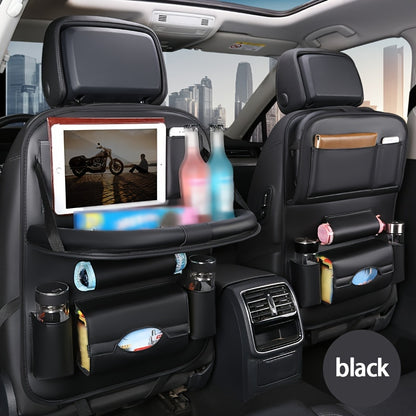 Car Back Seat Organizer 2-Pack – Foldable Table, Kick Mats, Cup Holder, Tissue Box, Laptop Station & Eating Tray – Family Road Trip Storage