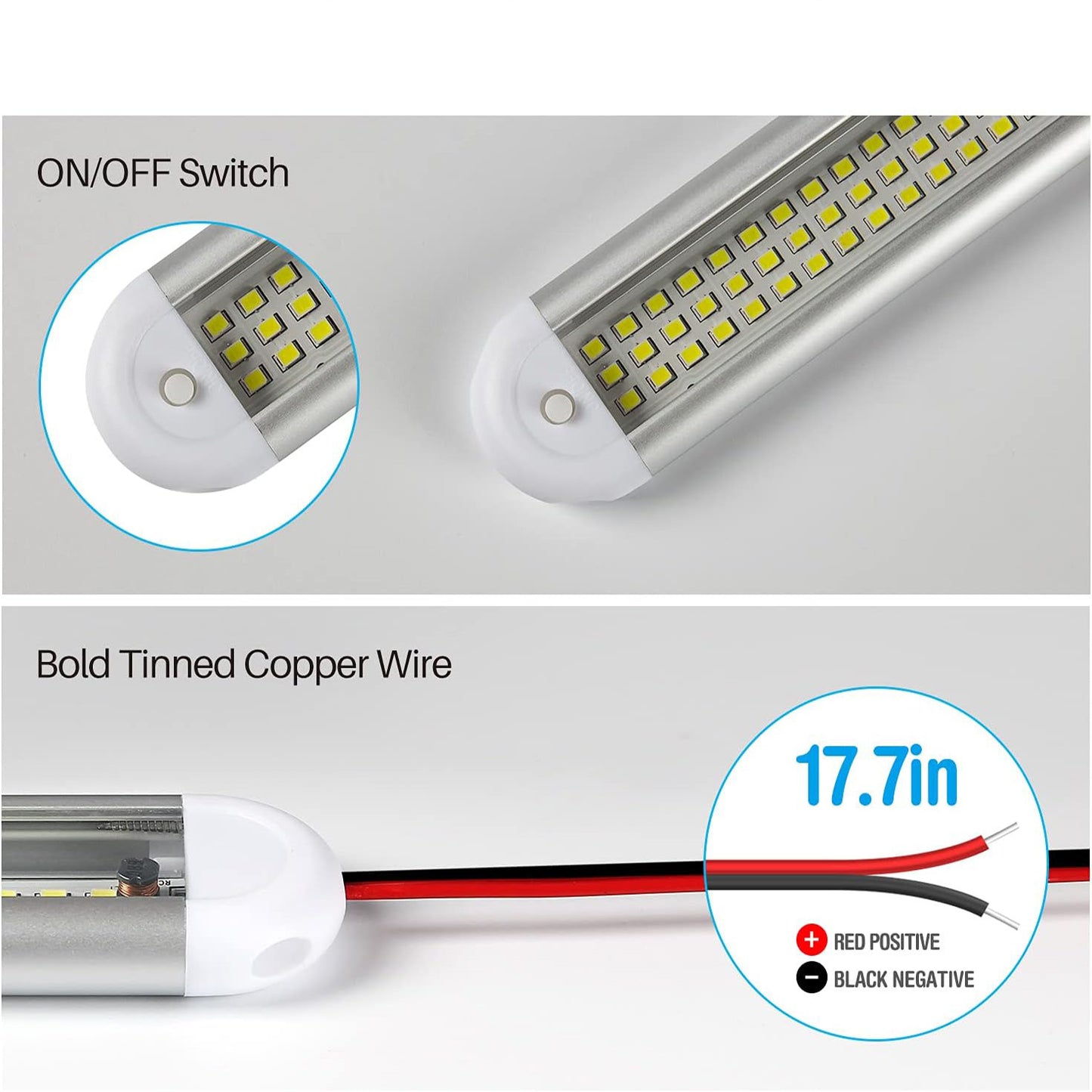 4/8pcs 12V LED Interior Light Bar | 120LEDs 1500LM 8W DC, with ON/OFF Switch, for Enclosed Cargo Trailer, RV Van, Truck, Lorry, Camper, Boat, Caravan, Without Battery