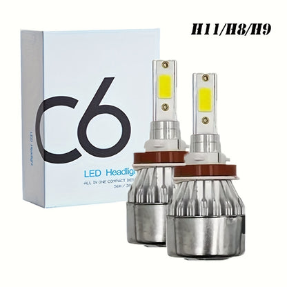 2pcs Headlight H4 H1 H3 Car Lamp H7 H11 9004 9005 9006 9007 Car Led Headlamp Pair, Without Battery