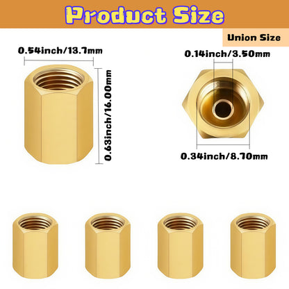 Brake Line Fittings Assortment – 3/16" 1/4" 5/16" 3/8" Tube, Inverted Flare Union Connectors, Multiple Thread Sizes with Hose Clamps