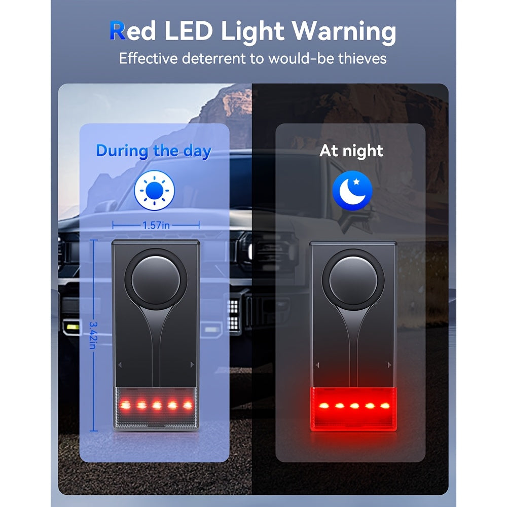 Vehicle Security Vibration Alarm System, 108Db Sound & Light Alert, Wireless Remote Vibration Sensor for Car Protection, Automotive Interior Safety with Red Light