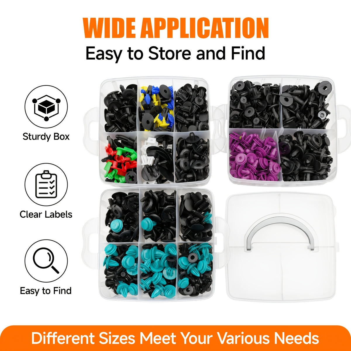 Automotive Fastener Clip Kit 680 Rivets 45-Piece Tool Set 23 Types Car Bumper Fender Trim Clips Universal Fit Ford GM Toyota Honda BMW Nissan