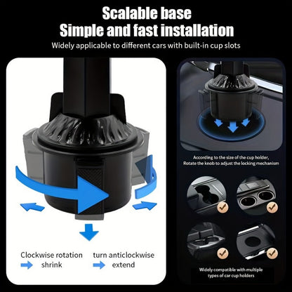 [3-In-1 Car Holder] 1pc, a Multifunctional 3-In-1 Car Cup Holder, Vehicle Phone Holder Tray Dining Plate, a Versatile Small Dining Table, Car Drink Coffee Burger Cup Holder, Made of ABS Material, Featuring a Stable And Expandable Base, Is an Essential Tra
