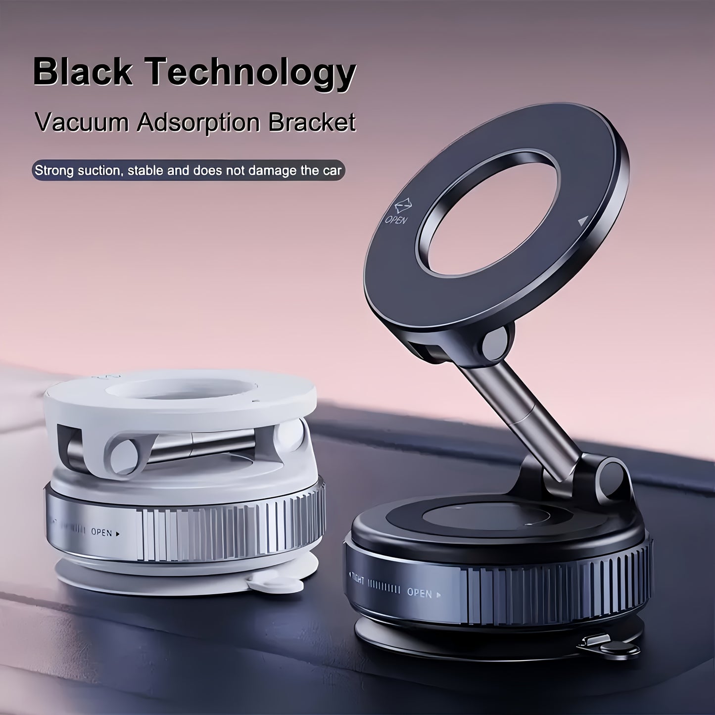 4pcs, 360° Rotating Magnetic Phone Holder, Foldable And Extendable, Suitable for iPhone 16/15/12, ABS Material, Not, Multi-scenario Use: Car/bathroom/gym/mirror, Universal Size, Black, All-season Compatible