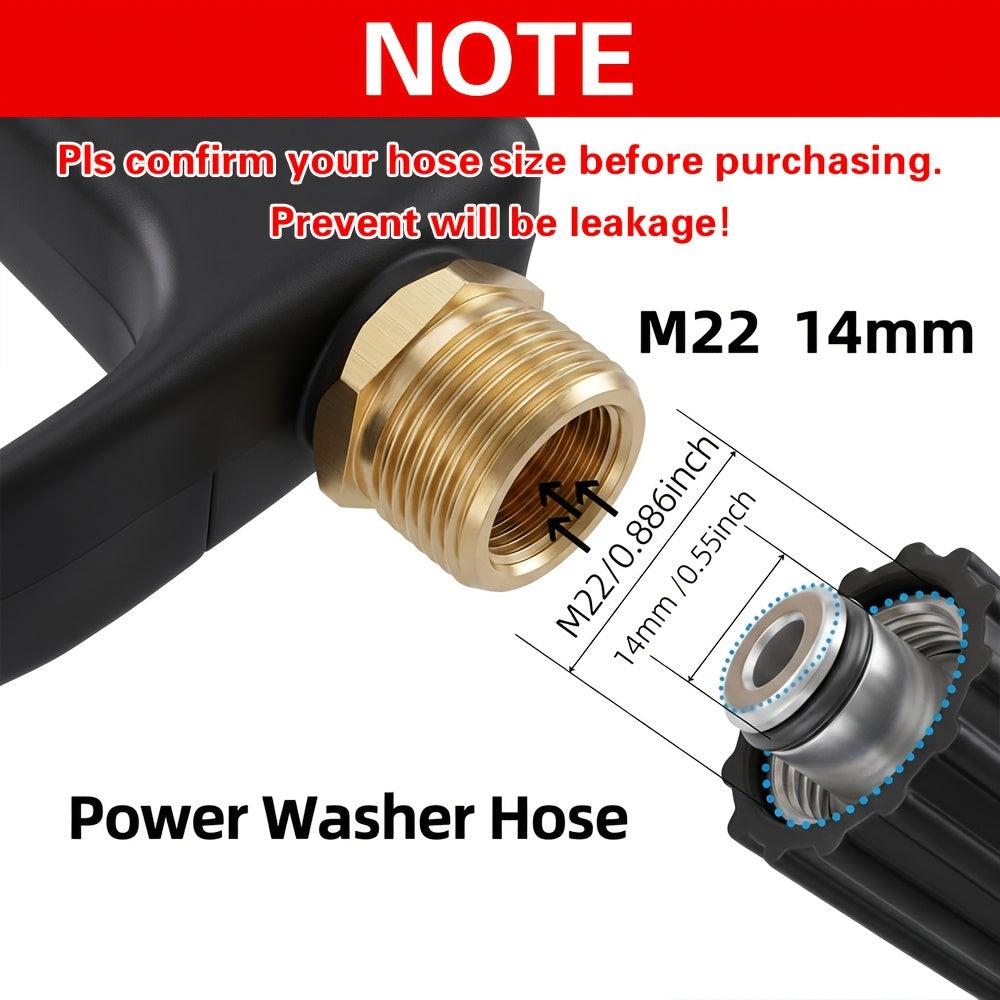 High Pressure Car Wash Gun, 5 Colors Quick Connection 1/4 Inch Nozzle M22-14 Hose Connector, Max. 3000 LBS/sq. Inch, Garden Supplies, Garden Irrigation Spray