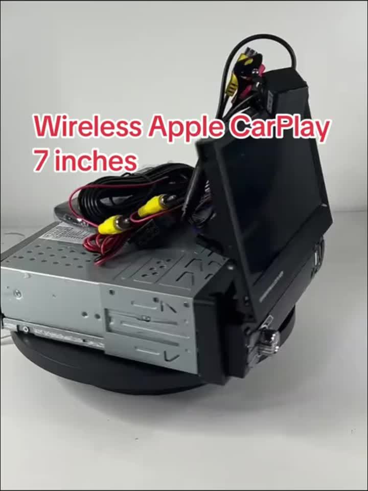 Podofo Wireless CarPlay & Android Auto Single DIN Car Stereo with HD Flip-Out Touchscreen, Compatible for /Android, Wireless, Backup Camera, USB/Type-C/AUX, Voice Control, FM Radio, for -in- Vehicle Audio System