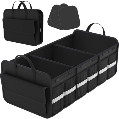 Trunk Organizer For SUV, Large Trunk Organizer For Car, Collapsible Multi-Compartment Car Trunk Organizer, Sturdy Cargo Trunk Storage Organizer, Non Slip Bottom